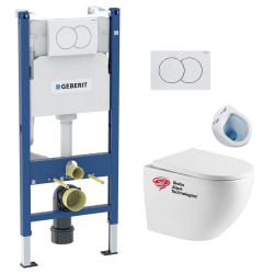 Pack WC Bâti-support Duofix + WC sans bride SAT Fusion + Abattant softclose + Plaque Blanche