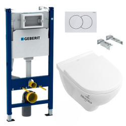 Pack WC Bâti-support Duofix + WC Cuvette à fond creux sans bride O.novo Villeroy & Boch + Abattant softclose + Plaque blanche