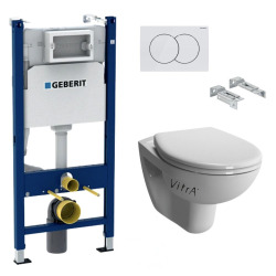 Pack WC Bati Duofix + WC suspendu Vitra Normus + Abattant softclose + Plaque blanche