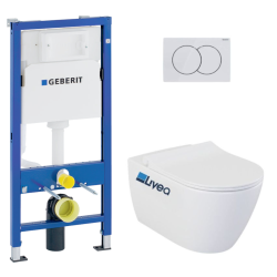 Pack WC Bâti-support 112 cm + WC Swiss Aqua Technologies Infinitio sans bride + Plaque Blanc alpin (InfinitioGeb1)