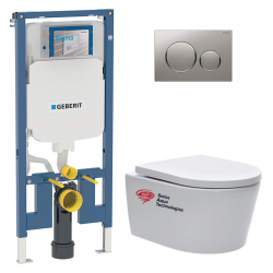 Pack WC Bâti-support UP720 extra-plat + WC Architectura sans bride + Abattant softclose + Plaque chrome (SLIM-Architectura2-F)