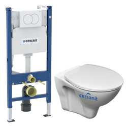 Pack WC Bâti-support Duofix + WC Cersanit S-line Pro + Abattant + Plaque blanche (S-LineProGeb3)