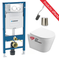 Pack WC Geberit Duofix + Cuvette Ideal Standard Tesi Aquablade + Plaque de commande Sigma01 Chrome mat