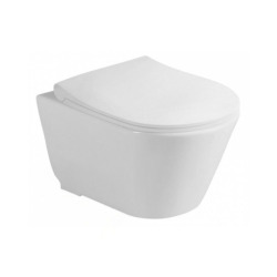 Pack WC Bâti-support Duofix + WC Sapho Avva sans bride + Abattant softclose + Plaque blanche (AvvaGeb3)