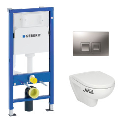 Geberit Pack WC Geberit duofix UP100 + Cuvette Jika (groupe Roca-Laufen) + Plaque de commande Delta50 chrome mat