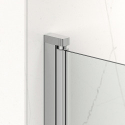 Fusion Portes de douche acces en angle pivotantes 90x80cm anticalcaire avec profilés chrome brillant (SATFUD9080-SET)
