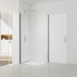 Swiss Aqua Technologies Fusion Portes de douche acces en angle pivotantes 90x90cm anticalcaire avec profilés chrome brillant (SATFUD9090-SET)