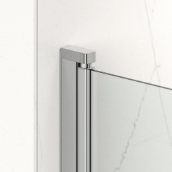 Swiss Aqua Technologies Fusion Portes de douche acces en angle pivotantes 80x80cm anticalcaire avec profilés chrome brillant (SATFUDP8080-SET)