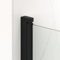 Fusion ensemble porte pivotante /paroi 80x90cm anticalcaire avec profilés noir mat (SATFUD80S90C)