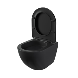  Fusion WC suspendu avec abattant SoftClose et fixations invisibles, rinçage Vortex, noir mat (SATFUS010RTORPBKM)