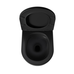 Fusion WC suspendu sans bride avec abattant SoftClose et fixations invisibles, rinçage Vortex éco, noir mat (SATFUS010RTORPBKM)
