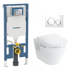 Pack WC Bâti-support UP720 extra-plat + WC sans bride Integra + Abattant frein de chute + Plaque blanche (SLIM-IntegraRimless-B)