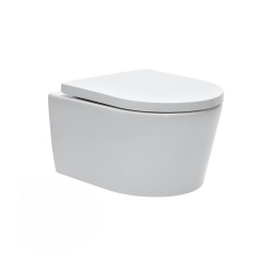 Pack WC Bâti-support + Cuvette Sapho Avva sans bride + Abattant frein de chute + Plaque blanche (AvvaGeb1)