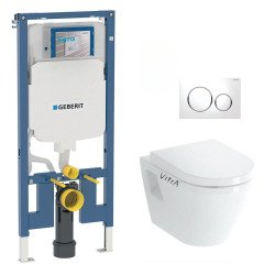 Pack WC Bâti-support UP720 extra-plat + WC sans bride Integra + Abattant frein de chute + Plaque blanche (SLIM-IntegraRimless-B)