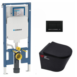 Pack WC bâti-support UP720 + WC sans bride Infinitio noir mat + Fixations cachées + Abattant softclose (SLIM-BlackInfinitio-R)