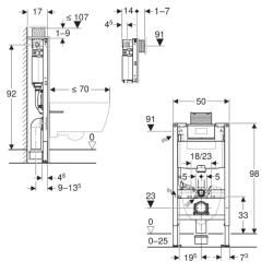 Duofix bâti-support à encastrer pour WC suspendu, hauteur 112 cm, installation sur cloison légère (111.030.00.2)