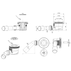 Siphon design pour receveur de douche 90 x 40/50m, couvercle blanc (E90KOB)  Siphon design pour receveur de douche 90 x 40/50m, couvercle blanc (E90KOB)