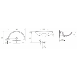  Lavabo S-Line Pro 58,5x42,5 cm trou pour mélangeur au milieu (SIKOSSLPRO6042)