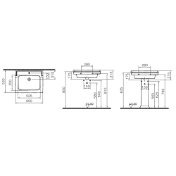 Vitra  Lavabo VitrA Ricordi 65x53 cm trou pour mélangeur au milieu 7801-003-0001