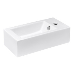 Lave-mains suspendu 50x25 cm avec robinetterie à droite, blanc, Glacera Bigio (BG5025P)