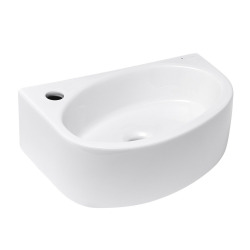 Lave-mains d'angle 42 × 29,5 cm avec trou pour robinet à gauche Glacera Bigio
