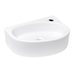 Lave-mains d’angle 42 x 29,5 cm blanc pour WC, robinet à droite Glacera Bigio (BG4229)