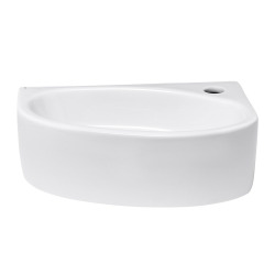 Lave-mains d’angle 42 x 29,5 cm blanc pour WC, robinet à droite Glacera Bigio (BG4229)