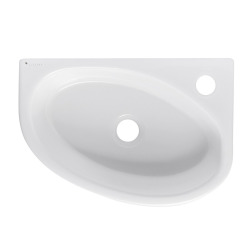 Lave-mains d’angle 42 x 29,5 cm blanc pour WC, robinet à droite Glacera Bigio (BG4229)