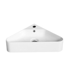 Lavabo d'angle 56 x 34 cm - blanc brillant - 1 trou de robinetterie - avec trop-plein - SAT Mood
