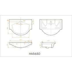 Meuble lavabo Naturel Pro 52x41 cm trou pour mélangeur au milieu HA5650
