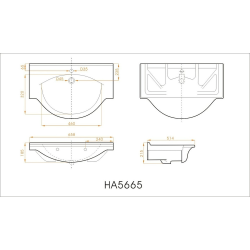 Naturel Lavabo Naturel Pro 66x51 cm, trou pour mélangeur au milieu (HA5665)