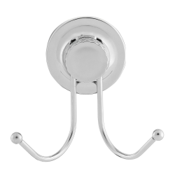  Crochet de salle de bain double doté d&apos;un système de ventouse sans vis, chrome (ECO22)