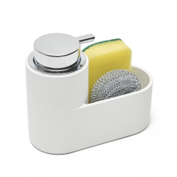  Distributeur de savon et rangement, blanc (SATDKUCHB)