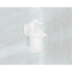  Mood distributeur de savon en acier inoxydable et verre mat, blanc mat (SATDMOOD99B)