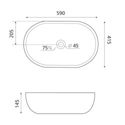 Vasque à poser design rectangulaire Glacera Vallone 59 x 41 cm, sans trop-plein, blanc brillant (VA594114)