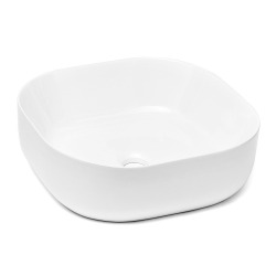 Vasque à poser design carrée aux angles arrondis Triomini Slim 43 x 43 cm, sans trop-plein, blanc (SLM4343)