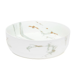 Vasque à poser ronde diamètre 39 cm - effet marbre blanc mat - sans trop-plein - SAT Infinitio