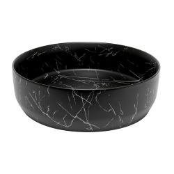 Vasque à poser ronde diamètre 39 cm - effet marbre noir mat - sans trop-plein - SAT Infinitio