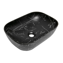 Vasque à poser 45,5 x 32,5 x 13,5 cm sans trop-plein marbre noir mat Infinitio SAT (SATINF4532MRBKM)