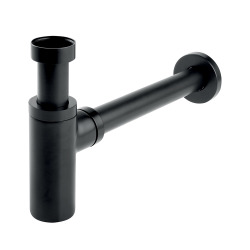 Siphon lavabo - métal - noir mat - filetage 5/4 pouces - diamètre 32 mm - Novaservis