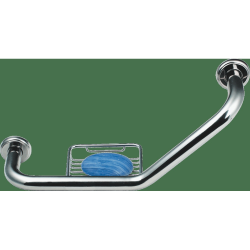 Nimco Poignée de baignoire murale Multi 42 cm forme coudée avec porte-savon, inox (MAD501ENRZ)