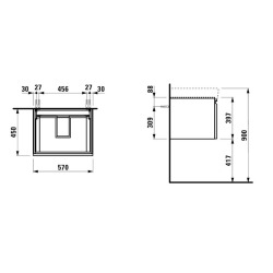 Pro S 57x45x39 cm meuble de salle de bain suspendu sous lavabo, blanc brillant (H4833710964751)