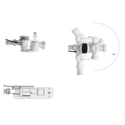 Siphon avec écrou de trop-plein 6/4", hauteur 42 mm, Blanc 71712