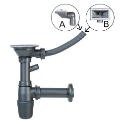 Siphon pour évier Novaservis gris NSP89