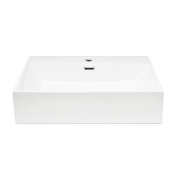 Cube Way 60x42 cm lavabo suspendu en céramique avec trou pour robinetterie au milieu, sans siphon ni mitigeur, blanc (SATCW6042)