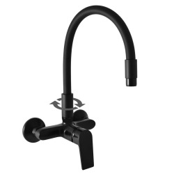 Robinet d'évier RAV SLEZÁK Colorado avec poignée en silicone 150 mm noir CO102.5/10CMAT