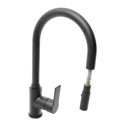 Mélangeur évier Swiss Aqua Technologies B-Way avec bras pivotant, 2 jets noir mat SATBSBW183