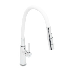 Mélangeur évier SAT avec bras en silicone blanc/chrome SATBSD290B2F