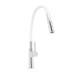 Mélangeur évier SAT avec bras en silicone blanc/chrome SATBSD290B2F
