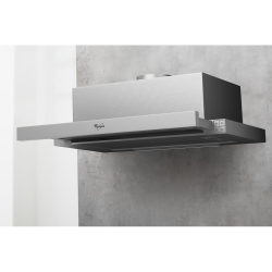 Whirlpool Hotte encastrable en aluminium, extraction de 304 m3/h, 3 vitesses, chrome brossé (AKR7491IX)